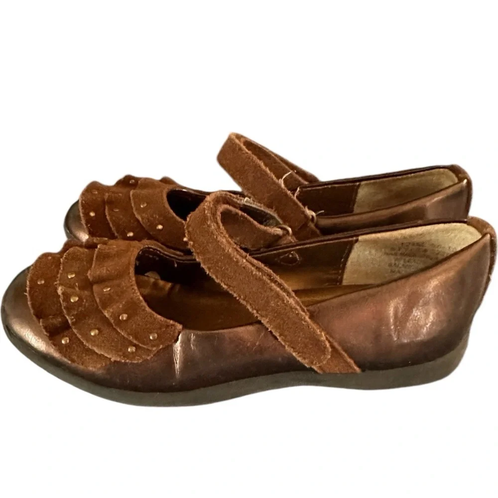 BALLETO VERONICA Brown PATENT MARY JANES Girls Flats Dress Shoes SIZE 12.5